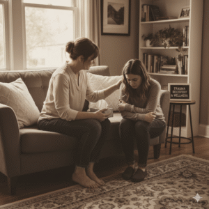 The image depicts a female energy healer performing a healing session on another woman lying on a mat in a calm, sunlit room. The healer's hands are positioned above the client's forehead, symbolizing energy healing. The background includes soft lighting and minimal decor, reflecting a peaceful and therapeutic atmosphere. The title, "How Luminous Magik's Energy Healing Supports Trauma Recovery," is displayed prominently, emphasizing the holistic approach to healing that combines body, mind, and spirit.