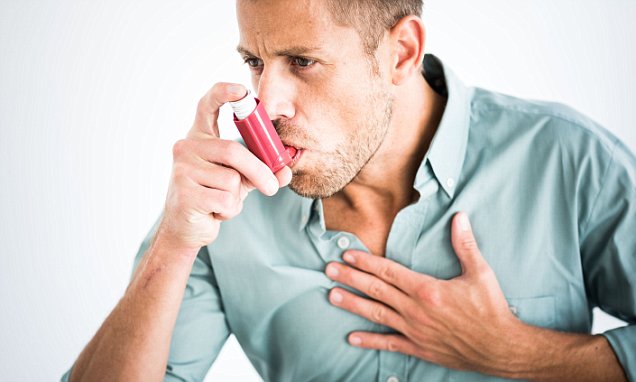 red asthma inhaler