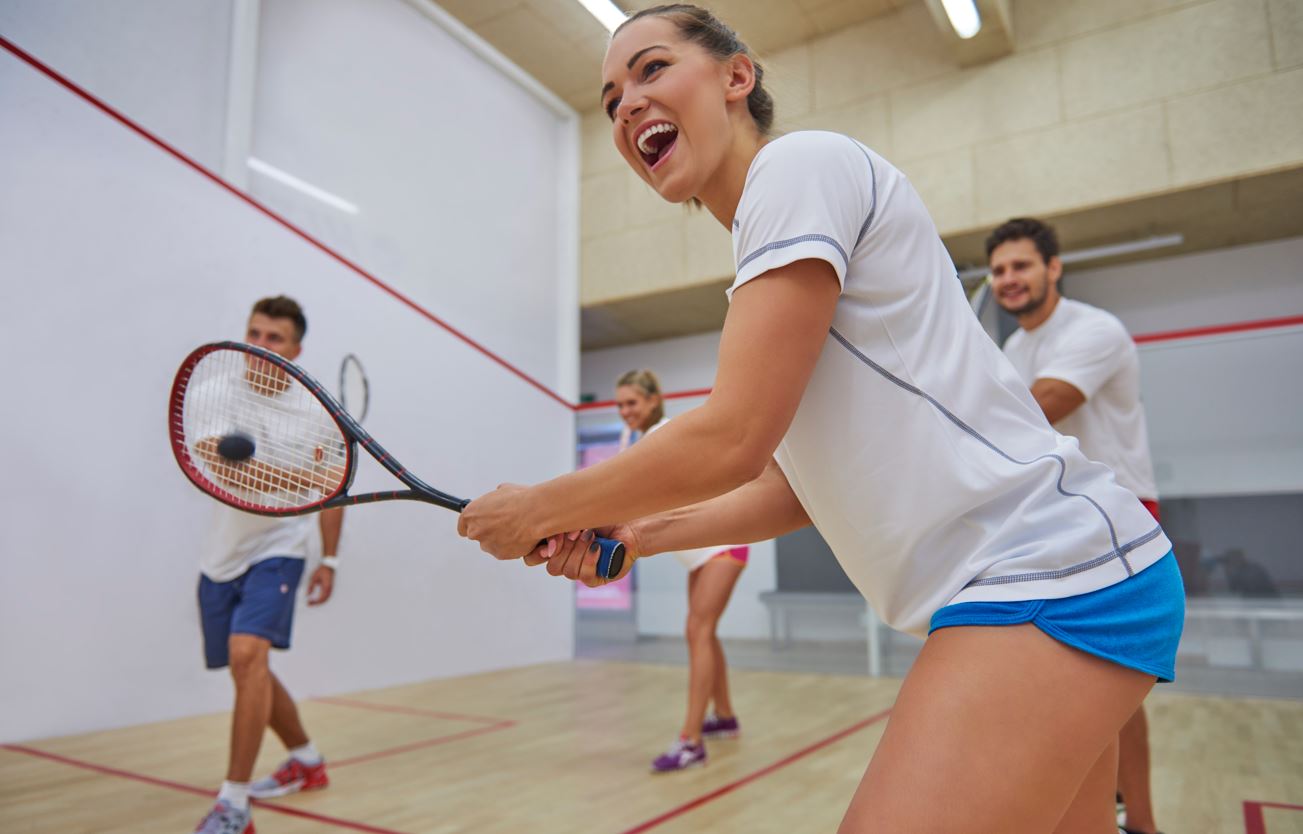 A Girl Play Squash