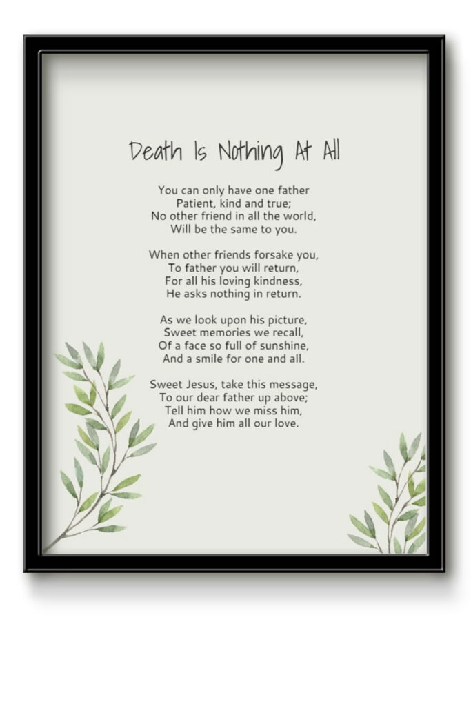 non religious funeral poems for dad