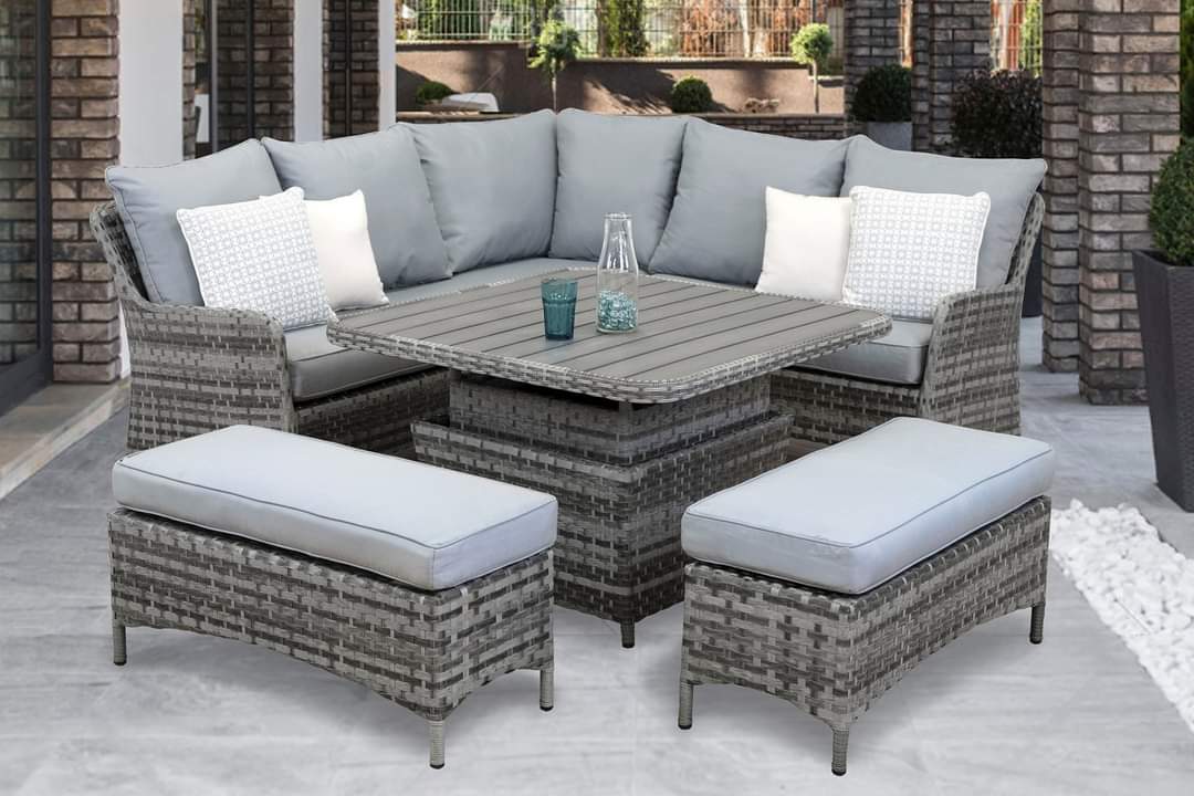 Rattan Ledbury Casual Corner Sofa Set with Lift Table