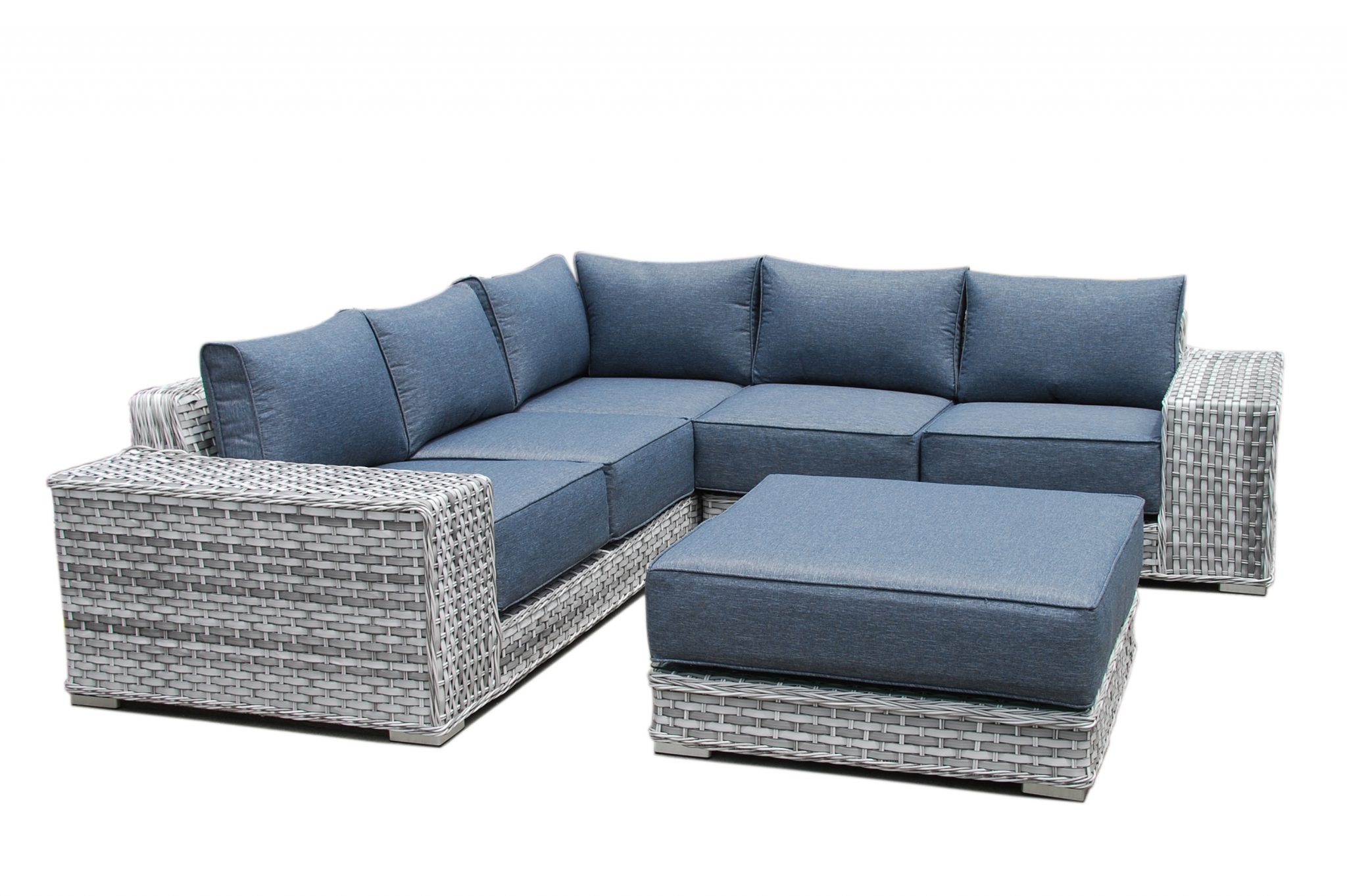 Rattan Malibu Grey Corner Large Luxury Sofa Set