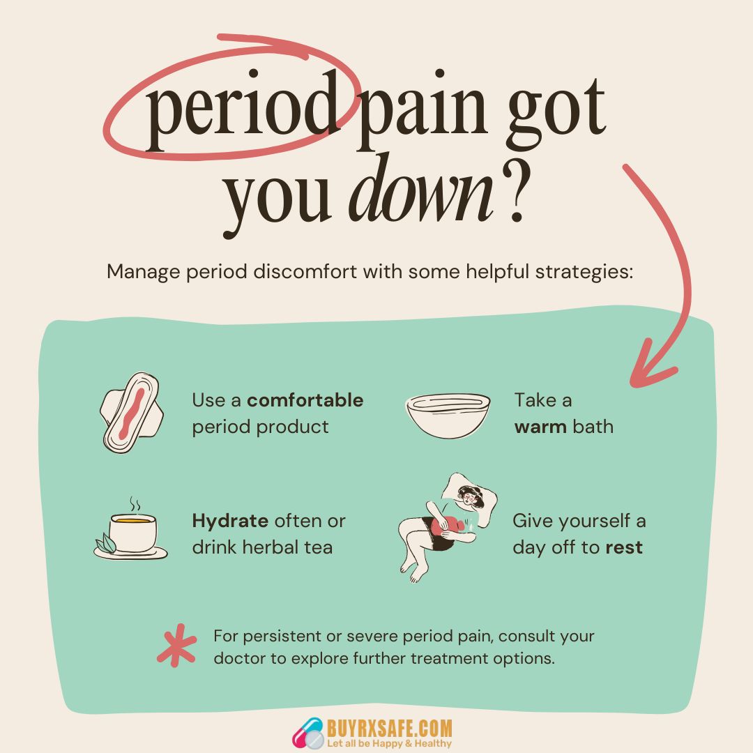 Woman using a heating pad on her stomach to relieve period cramps at home