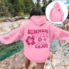 Effortless Lifestyle Style Pink Palm Puff Hoodie