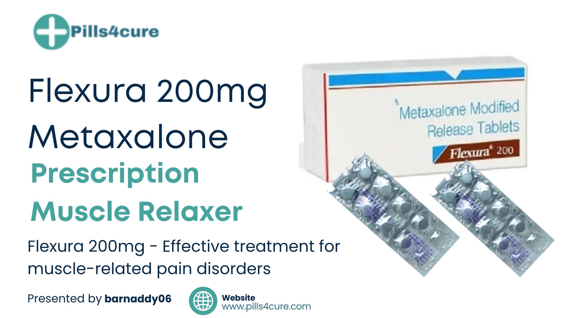 Flexura 200mg Metaxalone Prescription Muscle Relaxer Pack by Pills4cure