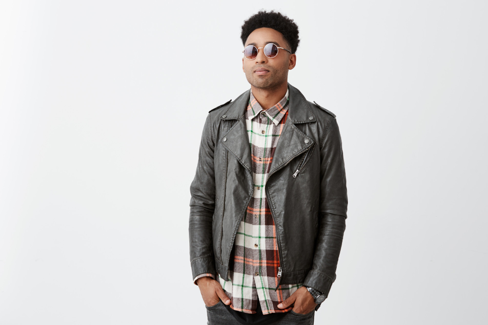 Grey leather jacket