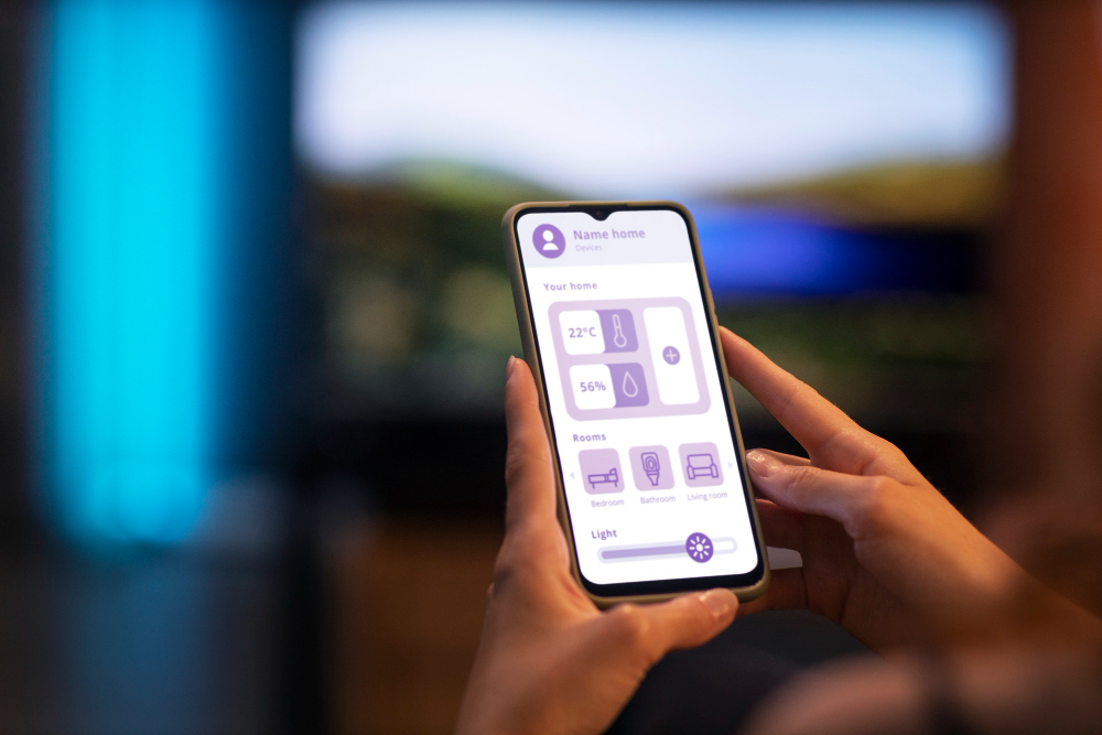 A person looking at a mobile application dashboard