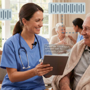 Nurse Using Voice-to-Text Charting