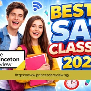 Illustration of students , with a text of best sat classes 2026